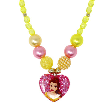 Disney Princess Belle Pendant Stretch Beaded Necklace & Bracelet Set