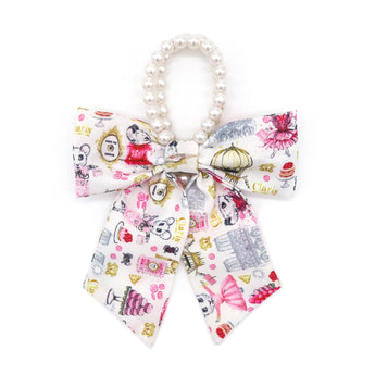 Claris: The Chicest Mouse In Paris™ Fashion Print and Pearl Hair Elastic with Bow