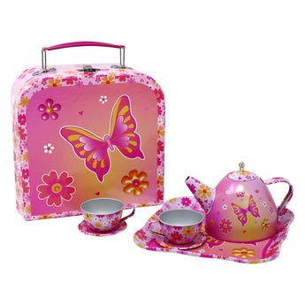 Vibrant Vacation 7 Piece Tin Tea Set in Carry Case